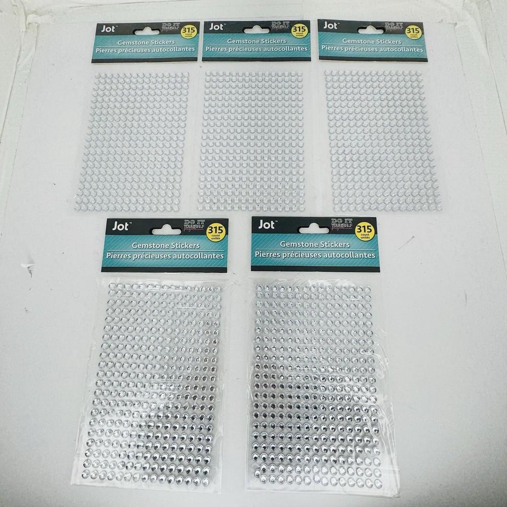 JOT Do It Yourself Projects Gemstone Stickers Clear Bling 315 ct/pkg Lot of 5