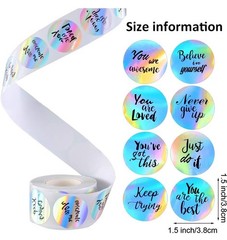 500 pcs / 1 Roll Inspirational Holographic Laser Stickers 1.5 in Brand New