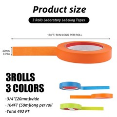 3 Rolls Laboratory Labeling Tapes,164 Feet Long 3/4 Inch Width,Temperature Re…