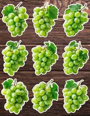 Green Grapes Die Cut Vinyl Stickers Set Scrapbooking Laptop Water Bottle
