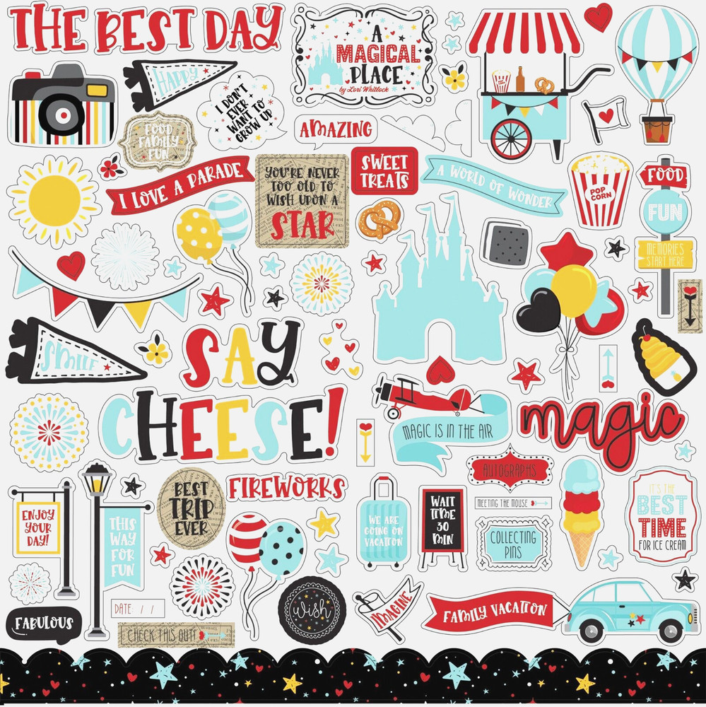 Magical Place Disney Park Family Vacation Echo Park 12 x 12 Element Stickers