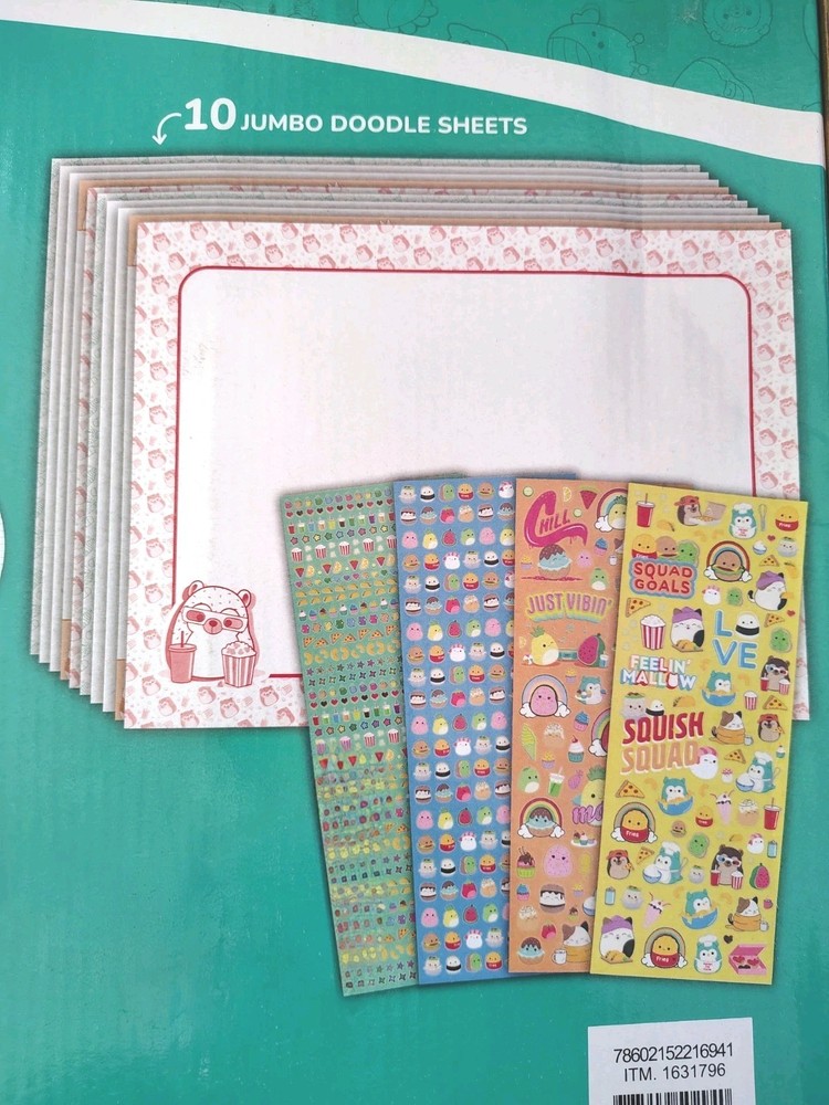 Squishmallows 1000+ Sticker Sheet (23″ x 15″) AND 10 Jumbo Doodle Sheets 20×15″