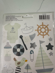 Pebbles Accent Stickers Baby Boy Sea Creature Boat Star Bottle 52PC Scrapbooking