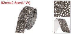 1 Inch x 1 Yard Crystal Rhinestone Sticker Ribbon Silver Grey