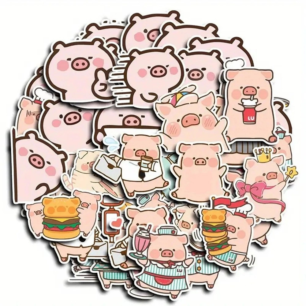 40pc Funny Pig Animal Sticker Pack Lot Laptop, Scrapbook, Journaling
