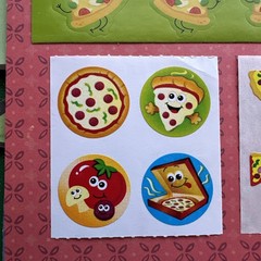 vintage 80s 90s + scratch & sniff PIZZA Stickers Sandylion Mark 1 Trend CTP Lot