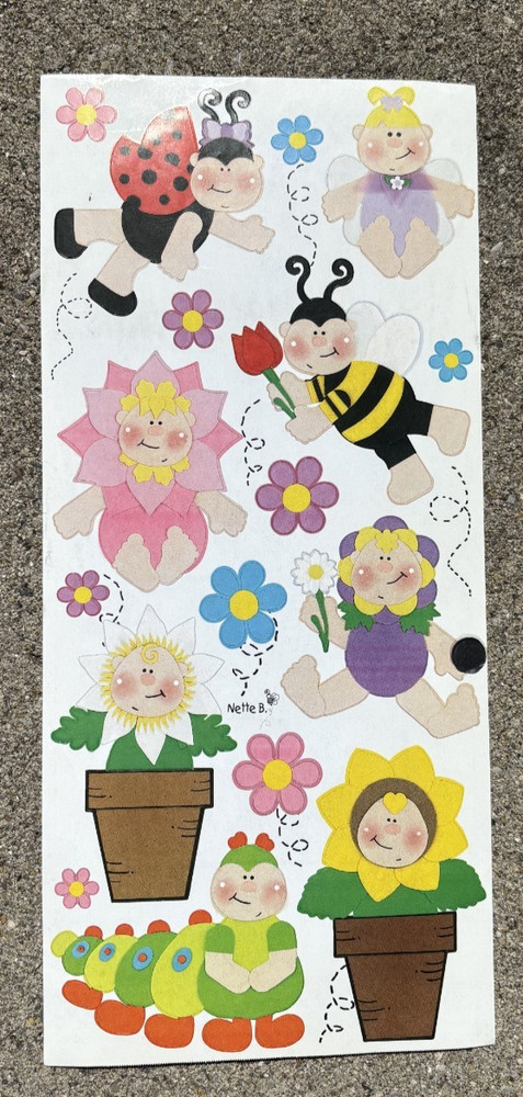 Stamping Station EXTRA LARGE Q T BABIES STICKERS FLOWERS BEE LADYBUG *