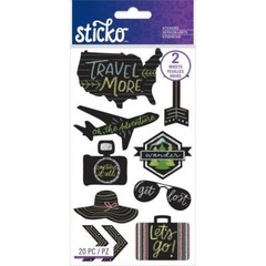 Craft Stickers Sticko Chalk Travel USA Plane Camera Suitcase Hat Sunglasses Lost