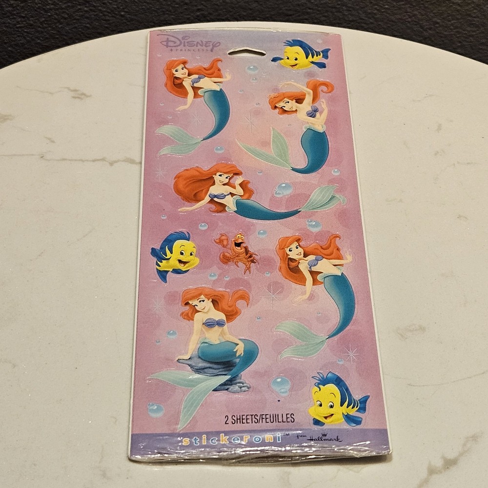 Vtg Little Mermaid Stickers Disney Princess Ariel Flounder Sebastian Hallmark