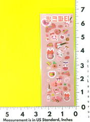 Girly Stuff Pink Party Bunny Rabbits Kawaii 1 Sheet Korean Sticker Pack