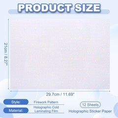 12x8in Holographic Laminated Sheets for Sticker 12pcs Star Pattern