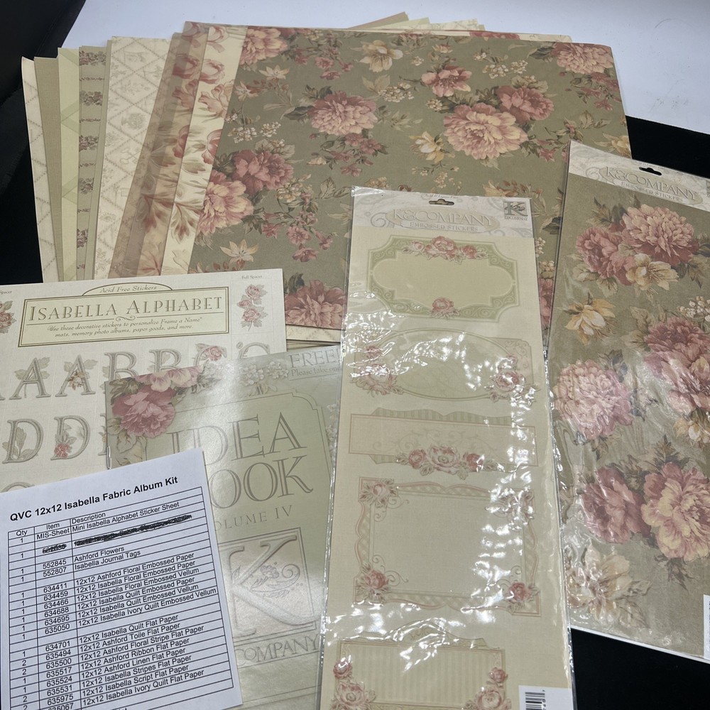 K&Company K&Co Isabella Scrapbooking Stickers Kit Paper Tags Vellum Flowers