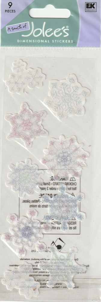 A Touch of Jolee’s SNOWFLAKES Theme 3-D Stickers 9 pcs 71762 FAST FREE shipping!