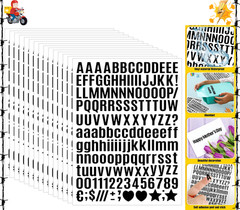 15 Sheet Small Letter Stickers – 1/2 Inch Black Vinyl Self Adhesive Alphabet Num