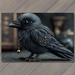STICKER Dark Raven Skull Pendant Gothic Bird Black Feathers Mysterious Aura