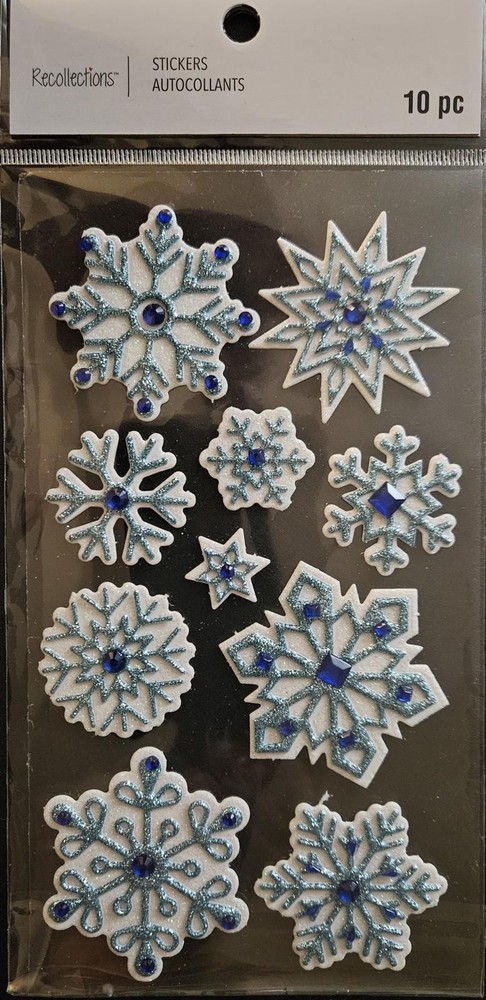 668489 Recollections Blue and White Snowflake Stickers – 10 Pieces