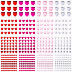 516 Pcs Heart Rhinestones Sticker Acrylic Heart Gems Stickers Crystal Gems Self