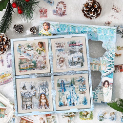 430Pcs Scrapbook Winter Landscape Stickers Set for Scrapbooking Supplies, Aesthe