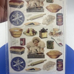 Vtg Gifted Stickers Victorian Chef Bakers Cooking Pie Cake Rolling Pin Antique