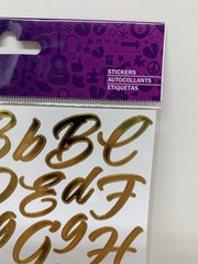NOS Sticko Alphanumeric Stickers Brush Stroke Gold Script Metallic 82 Pieces