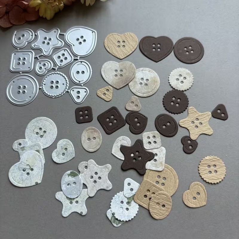10pcs confetti buttons heart stars round metal cutting die cut scrapbook