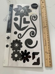 American Craft Remarks Decorative Sticker Bk Black Accent Bk 2 Flower Vine 50+PC