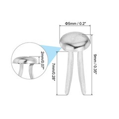 200 PCS Paper Brass Fasteners Split Pins Pastel Mini, Silver, 5 x 9 mm