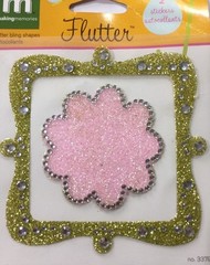 FLUTTER GLITTER BLING Shapes(2pc) Making Memories•Frame•Pink Flower •Rhinestones