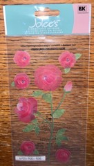 RARE Jolees Red Roses Flowers Stem Buds Velum W/Gem Garden 3D Scrapbook Stickers