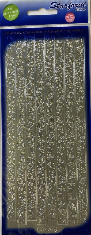 SILVER FLOWER BORDER Outline Stickers(4”x9”)Starform•Garden •Strips•Blooming