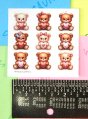 Teddy Bears & Hearts Mini Sticker Sheet Style 3