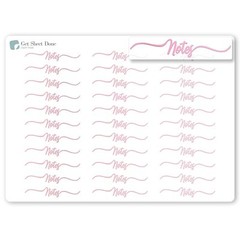 Notes Script Planner Stickers / 30 Gold Foiled Text Headers (1.5″) / Chores PINK