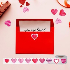 1200-Piece Heart-Shaped Stickers Roll for Valentine’s, Classrooms & Events