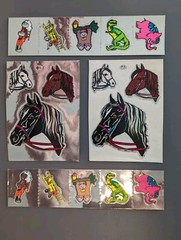 Vintage 80’s Foil Stickers Lot BJ and P-1 Toys & Horse T-Rex Car Gorilla Plane
