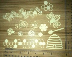 BEE HAPPY cardstock paper die cut embellishment scrapbook / card making