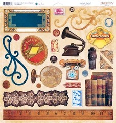BoBunny, Weekend Market, Chipboard Embellishments, Vintage Die-Cuts, Telephone