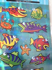 STICKER FUN WIGGLE-EYE FOIL FISH SEA OCEAN FISH CRAB STAR FISH GOOGLE EYE 11PCS