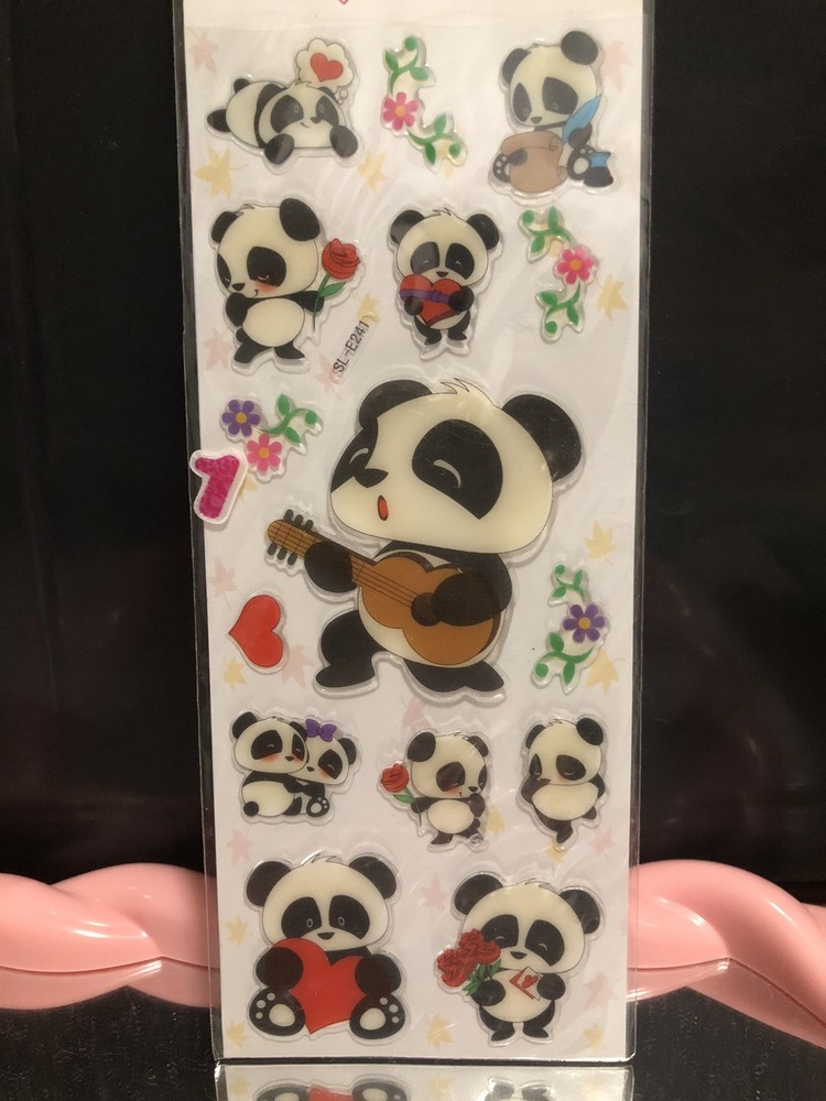 Kawaii Japan Romantic Panda Sticker Sheet Rare Htf Vintage