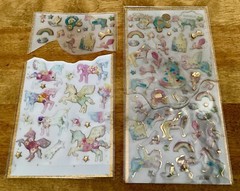 Large Lot of Stickers, Temporary Tattoos/Transfers, & Stencils, Plastic Snap Bin