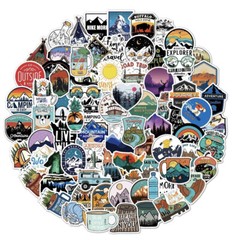 100 Outdoor Camping Hiking Wilderness & Nature Themed Vinyl Stickers no Repeats