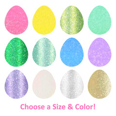 Glitter Egg Stickers! – 0.5 to 3 inch – Choose a Size & Color!