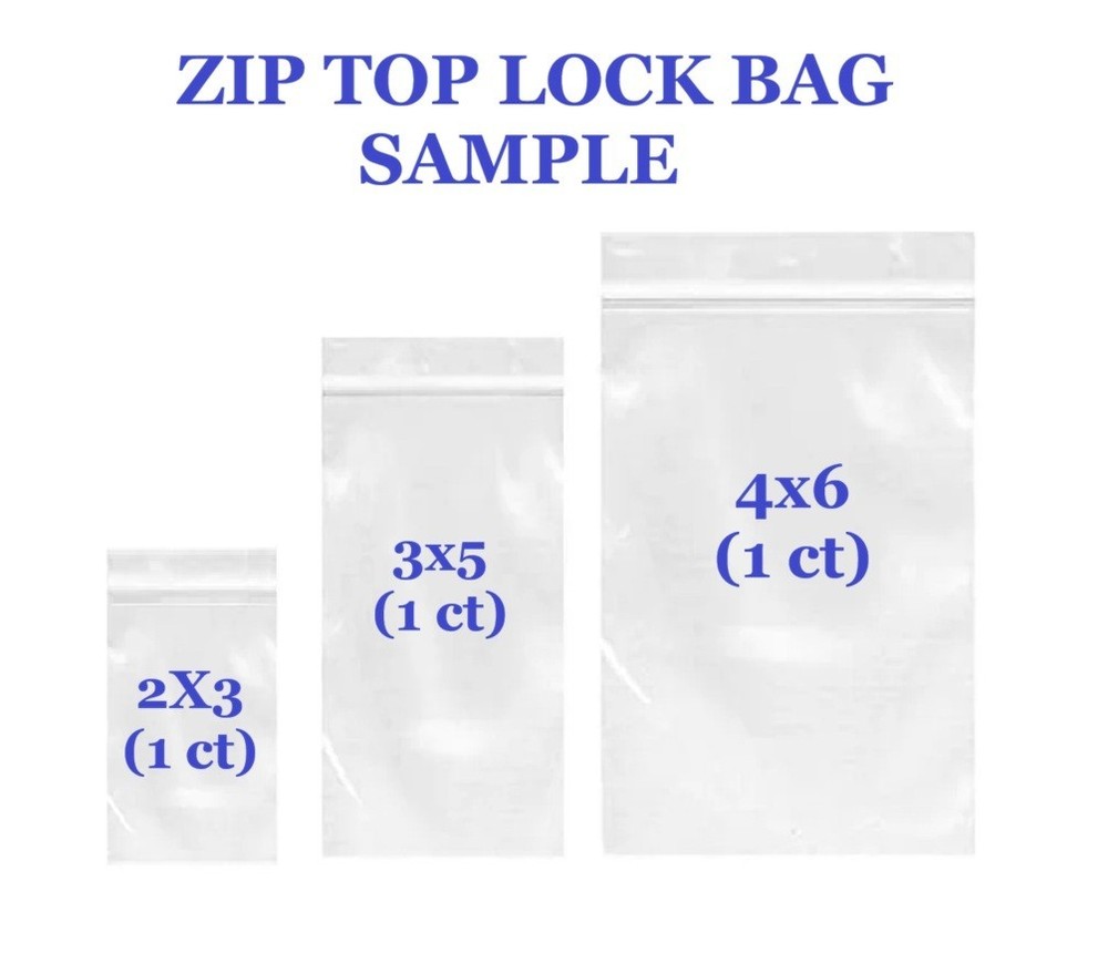 Clear Resealable Zip Lock Top 2 MIL Plastic Bag Baggies SAMPLE: 2×3, 3×5, 4×6