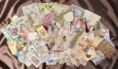 150+ Romantic Botanical Ephemera Bundle Junk Journal Kit Tags Vellum