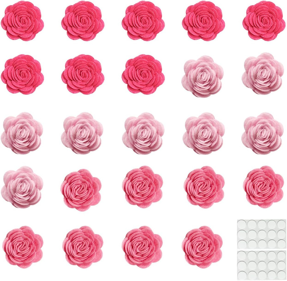 24Pcs Felt Fabric Flowers Embellishments for Crafts, 1.2 Inch Nonwoven Appliques