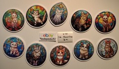 Cats – Stained Glass -Stickers -10 PCs – 5 styles available! See Description