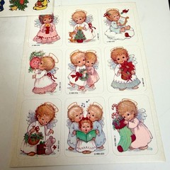 Ruth Morehead Christmas Angel stickers Bsb Lot Poinsettia Kids Craft Card Vtg