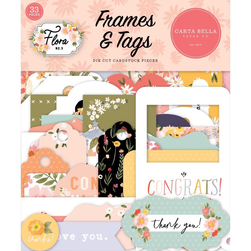 Crafts CB Frames Tags Flora No 5 Flowers Hello Hooray Thank You Sweetest Happy