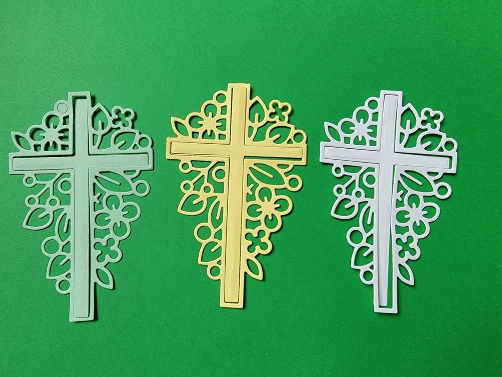 2 Fancy Jesus Easter Cross Cardstock die cuts scrapbook cards See Other Pic