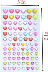 5 Sheets 440 Pcs Mixed Size Heart Shape 3D Acrylic Stickers for Crafts