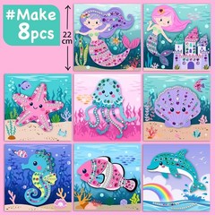 Mermaid Gem Sticker Kit for Kids – 800 Stickers, 8 Underwater Themes